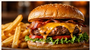 Burger and fries